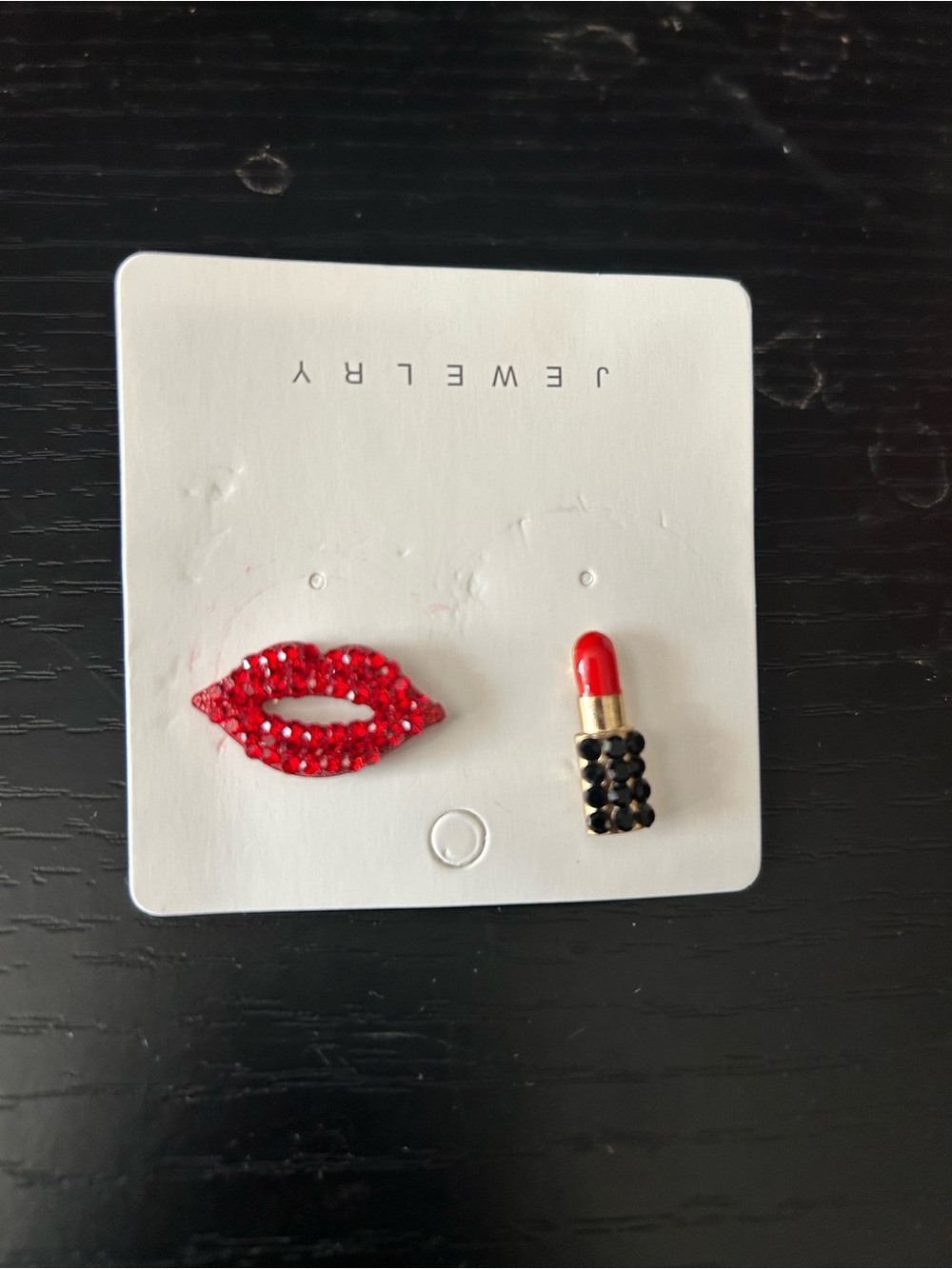 Red Lip & Lipstick Stud Earring Set